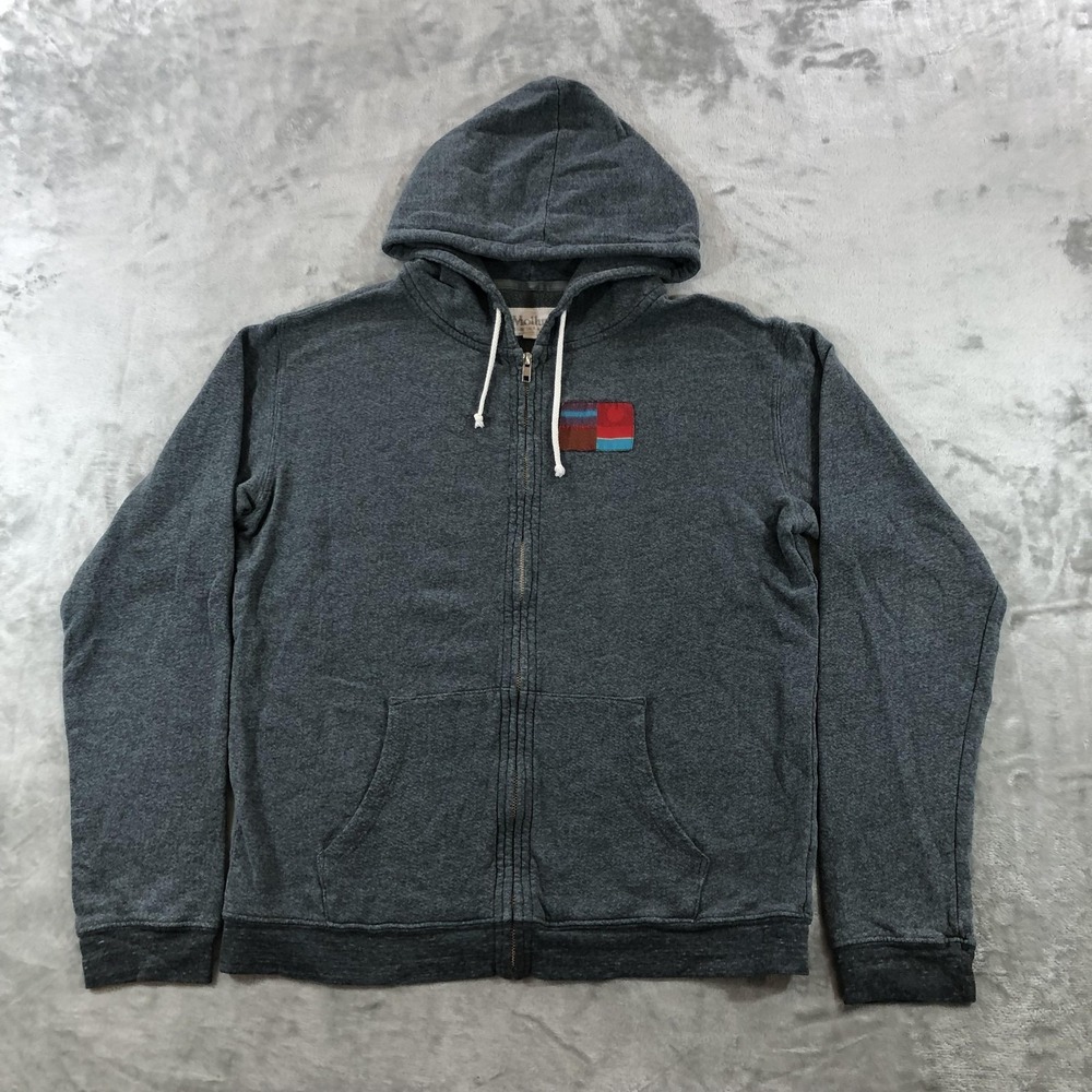 Mollusk Hoodie Mens Small Gray Full Zip Patch Logo Lightweight Fleece Sweatshirt